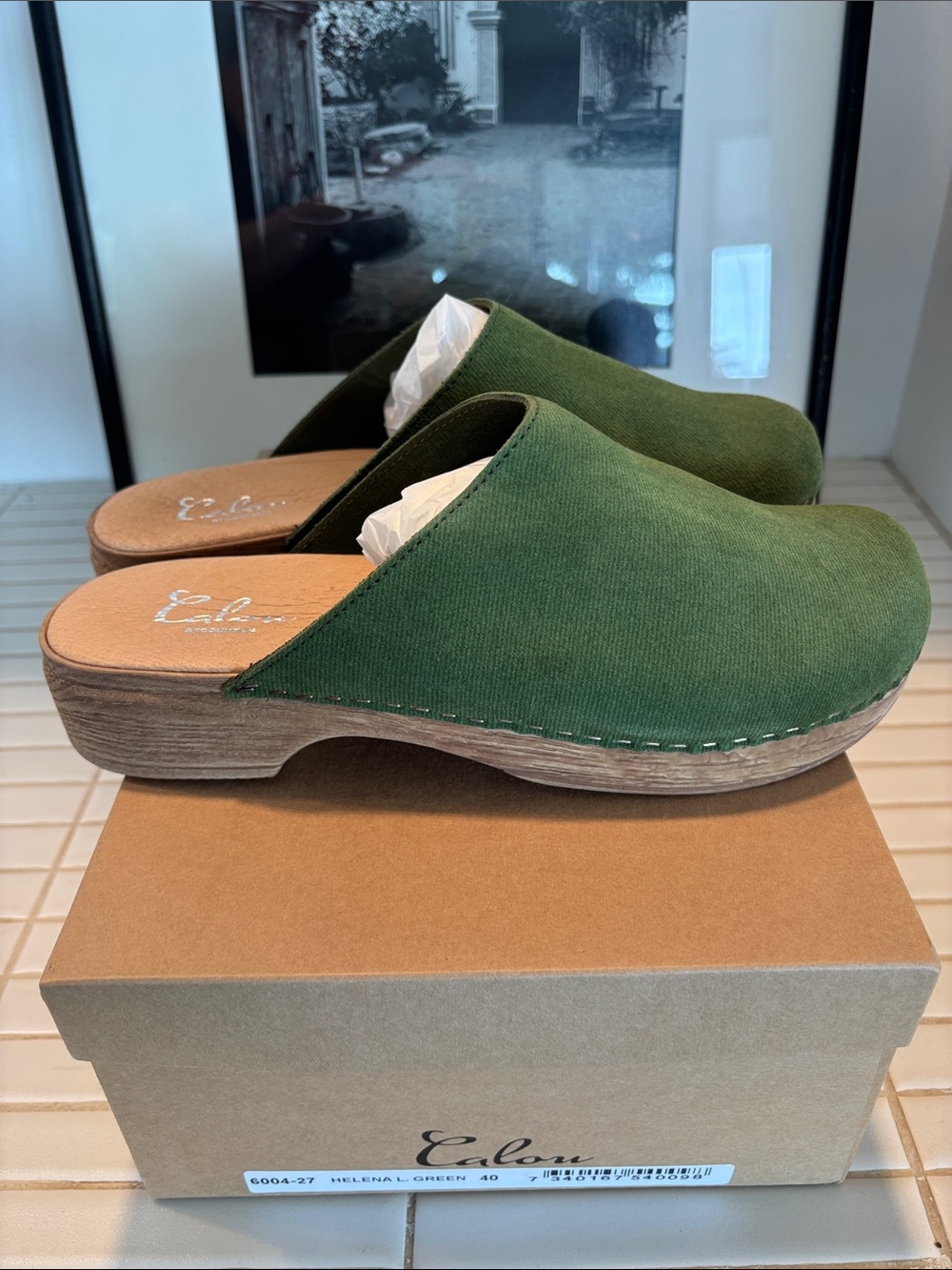 Calou Stockholm NIB Green Helena Slip-On Mules 40